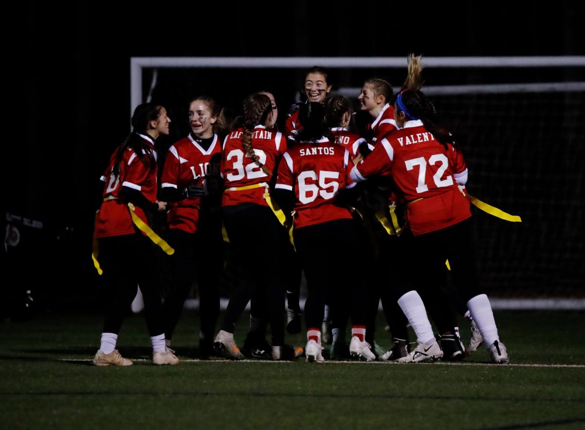 Touchdown: Girls celebrate after a touchdown, November 22, 2022. photo courtesy: Maria Crocco