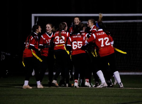 Touchdown: Girls celebrate after a touchdown, November 22, 2022. photo courtesy: Maria Crocco