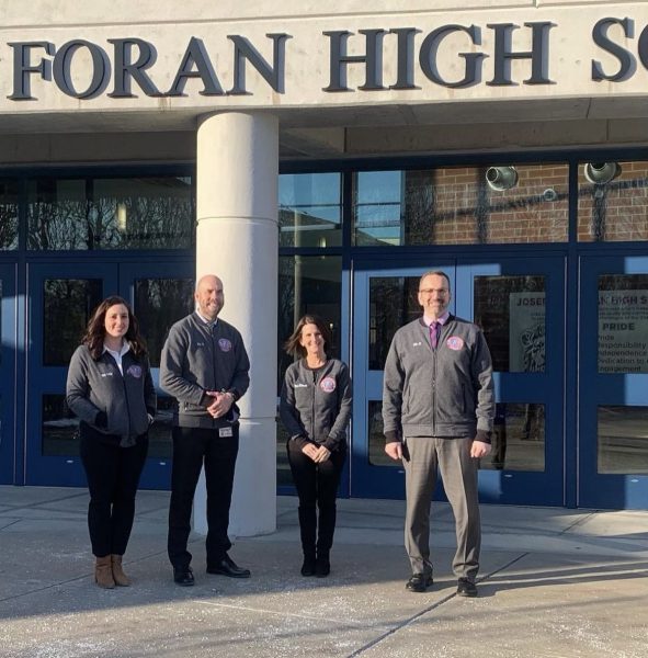 Mr. Z at work:  Mr.Z ( second from left) poses with administrators on Twinning Day during last year’s spirit week. Photo courtesy: Mr.Z’s Instagram.