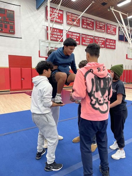 Stunting: The boys learn the basics of stunting and how to get into a stunt. November 14, 2024. Photo courtesy: Sarah Schumann