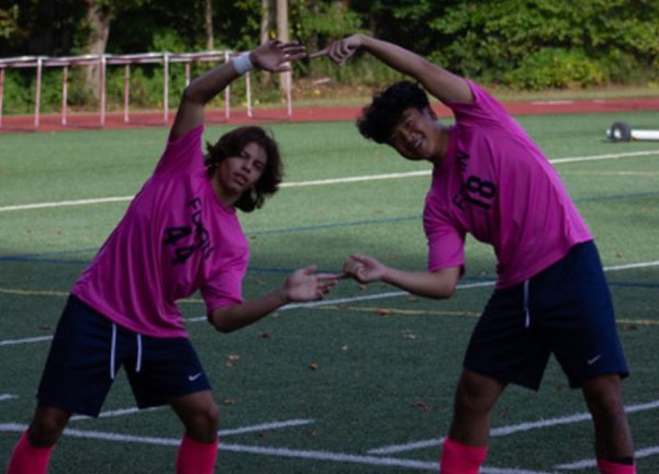 Foran Lions Pink Out Game: Juniors Alex Lin and Justin Rodriguez October 8, 2024. Photo courtesy: Justin Rodriguez.