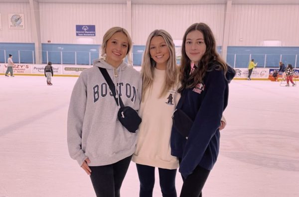 Having fun at the Ice Rink: Keelah Orellana (left), Carlie Simard (middle), Lila Rothbard (right), at the Wonderland of Ice, November 15, 2024.