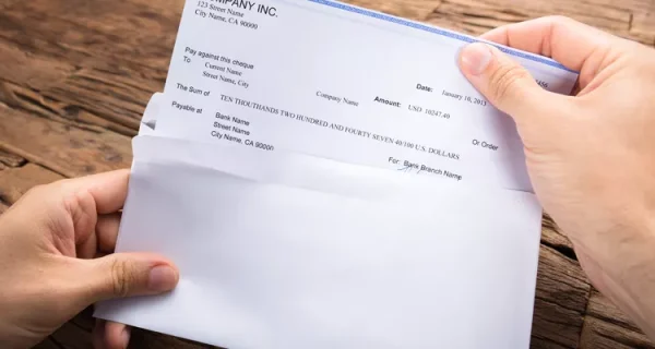 First Paycheck: An example paycheck that employees receive from their job. Photo courtesy: Career Trend