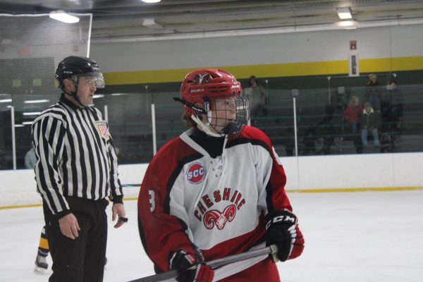 Favorite Photo: Paige’s favorite photo of hers, #8 on Cheshire’s boys hockey team, March 2, 2025. Photo courtesy Paige Perregaux.