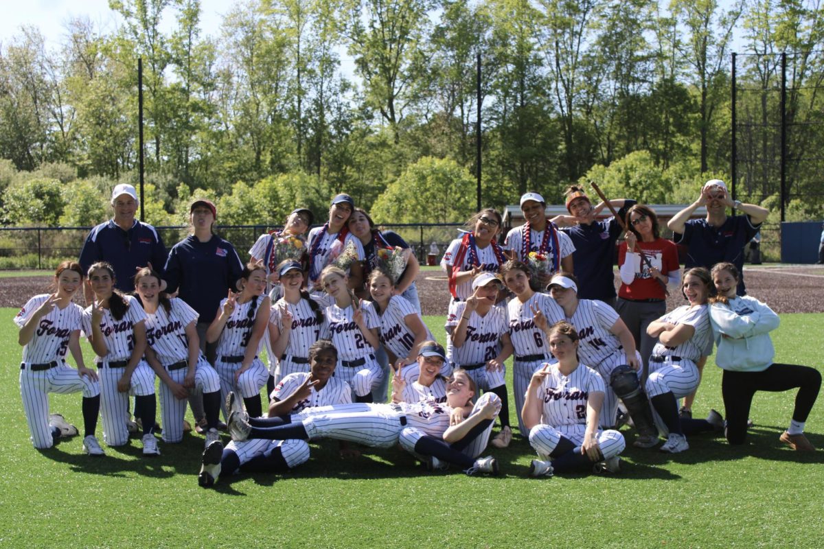 Undefeated Unity: The Foran Softball team poses together on Senior Night after completing a flawless 20-0 regular season. May 19, 2025. Photo courtesy: Paige Perregaux (PPP Photography).