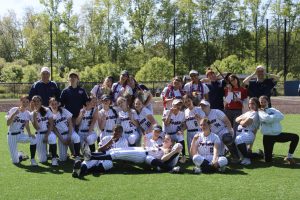 Undefeated Unity: The Foran Softball team poses together on Senior Night after completing a flawless 20-0 regular season. May 19, 2025. Photo courtesy: Paige Perregaux (PPP Photography).
