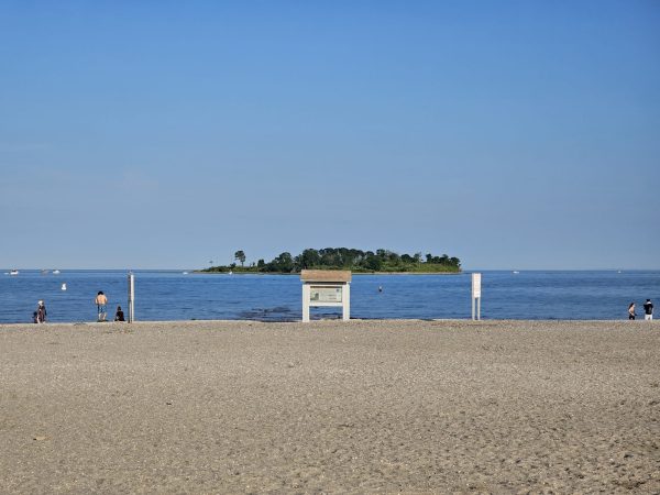 Island In Sight: A view of Charles Island from Silver Sands Beach. June 4, 2025. Photo courtesy: Rodney Thomas.
