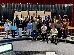 Making Music and Molding Minds: Mr. Stammen with members of the Foran choir. May 9, 2025. Photo courtesy: Vicky O’Connor.