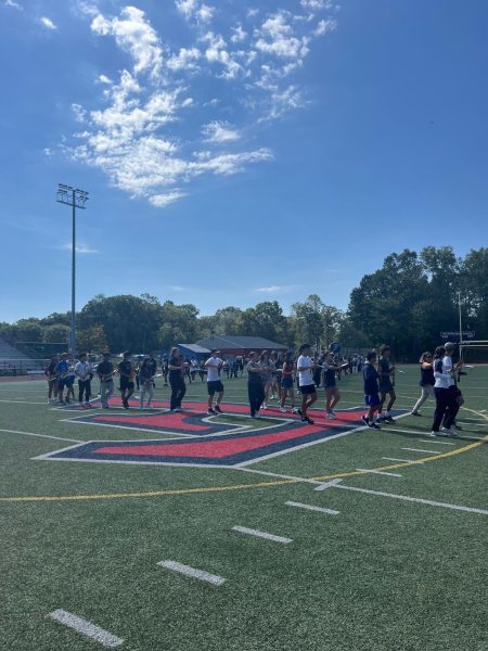 Finishing the Formations: The marching band works together to perfect their formations before the first halftime performance. September 4, 2025. Photo courtesy: Laney Chan.