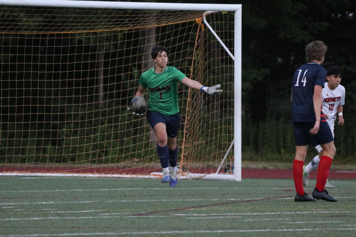 Playing in the Goal: Tino Scaranuzzo directing the team up the field after stopping a goal. September 2, 2025. Photo courtesy: Denise Larka