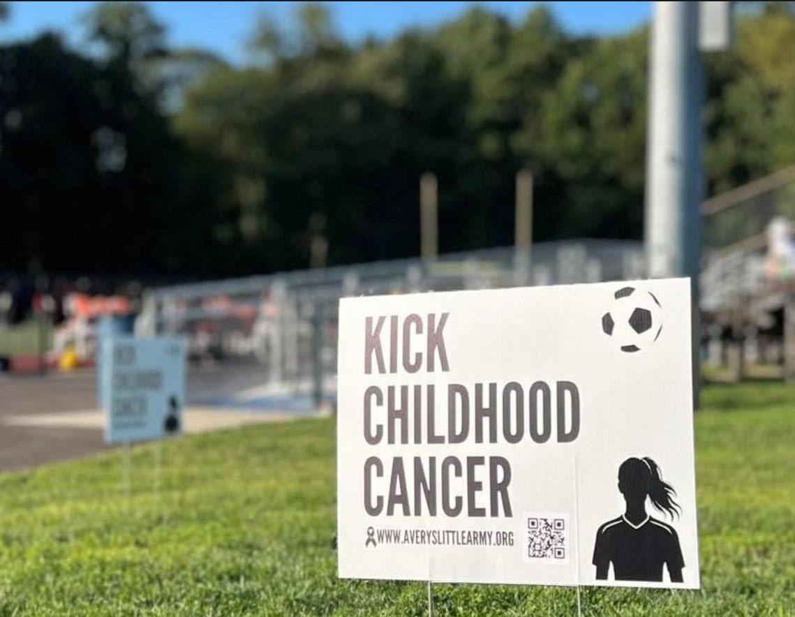 The Fight Against Childhood Cancer: Avery’s Little Army Sign. September 4, 2024. Photo courtesy: Mane Street Mirror. 