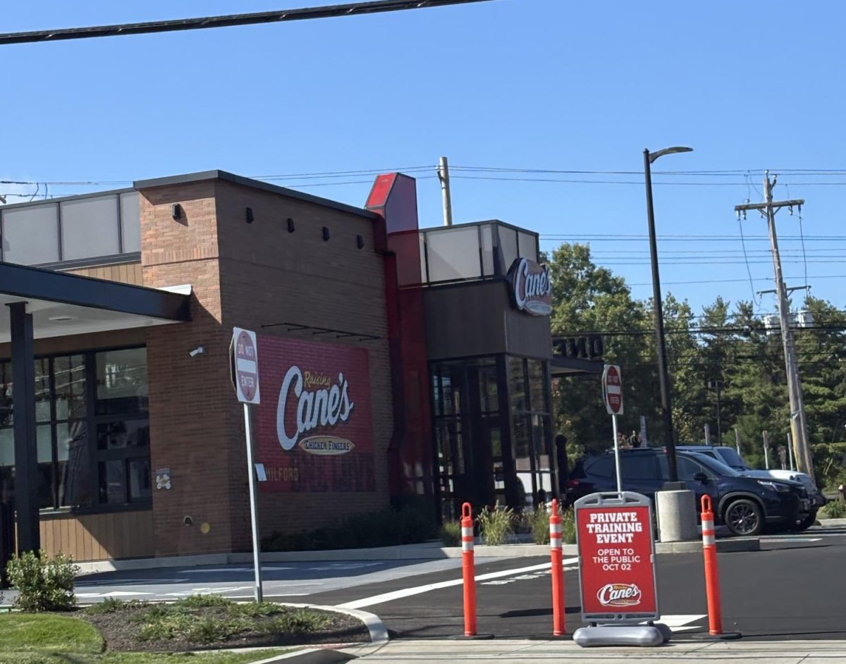 Raising Canes Restaurant: Entrance to new Raising Canes opening. September 19, 2025 Photo courtesy: Eliana Stockwood
