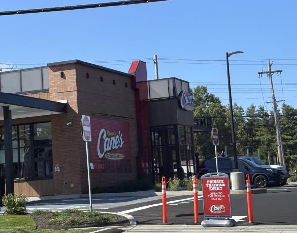 Raising Canes Restaurant: Entrance to new Raising Canes opening. September 19, 2025 Photo courtesy: Eliana Stockwood