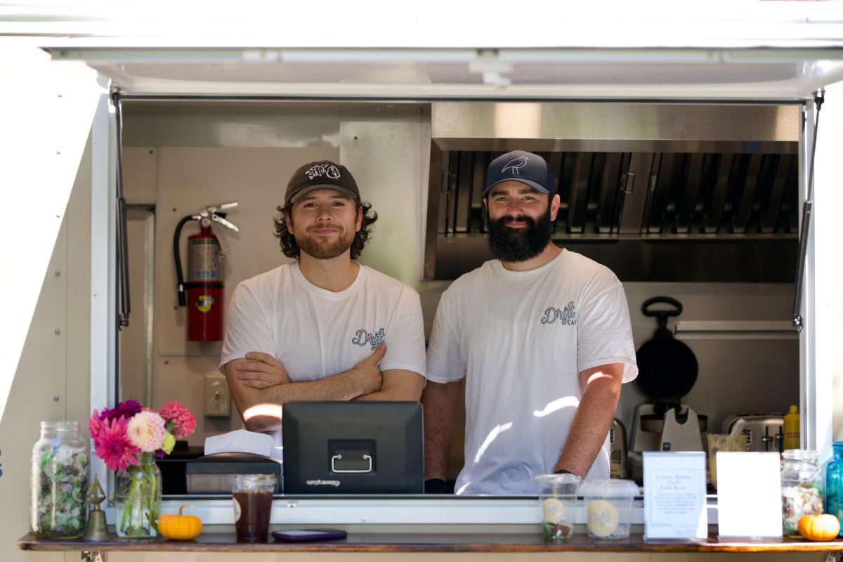 The Owners of the Drift Cafe: Ben Bonnesi and Griffin Gerardi, the owners of Drift Cafe, posing for a photo at work. September 15, 2025. Photo courtesy: Mark Arnold.