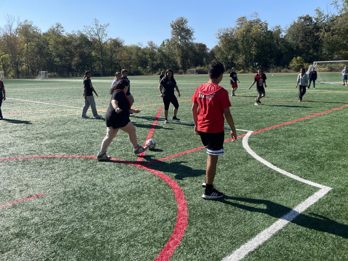 Teamwork in Action: Foran’s Unified Sports athletes work together on the field during soccer practice. Photo Credit: James Chiappetta. October 6, 2025. 