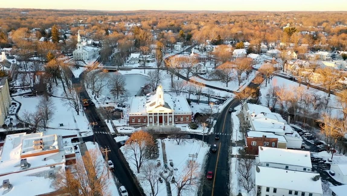 Winter Wonderland: Downtown Milford covered in snow after a winter storm, February 9, 2025. Photo courtesy: Milford City Hall.