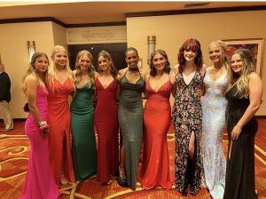 The 2020s style: Foran students showing off their prom dresses at prom ‘22, May 20, 2022. Photo courtesy: Megan Oliver.