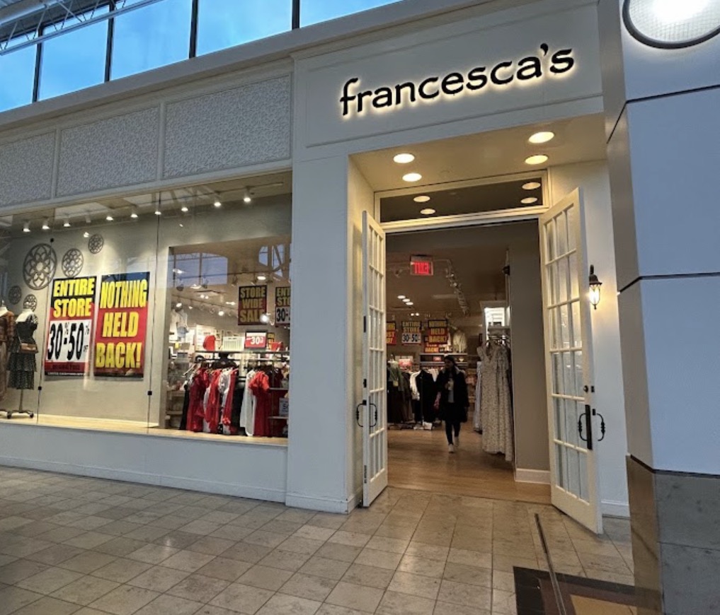 Francesca’s Store In Post Mall: The front of Francesca’s in the Post Mall, having a sale, February 27, 2026. Photo courtesy: SkyHigh Adventures.