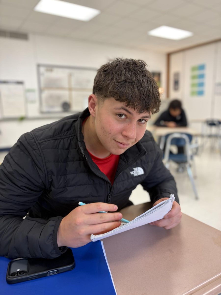 Model Student: Carter reflecting his focus while completing all his classwork, April 22, 2026. Photo courtesy: David Girgis. 